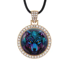 Кулон со стразами Волк в наушниках, цвет светлое золото ALKS0138