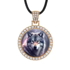 Кулон со стразами Волк, цвет светлое золото ALKS0141