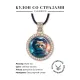 Кулон со стразами Кот в космосе, цвет светлое золото ALKS0149