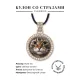 Кулон со стразами Кошка крупным планом, цвет светлое золото ALKS0152