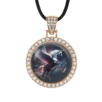 Кулон со стразами Единорог, цвет светлое золото ALKS0154