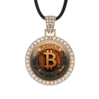 Кулон со стразами Биткойн, цвет светлое золото ALKS0155