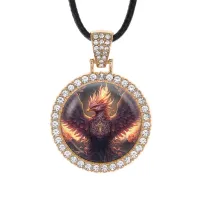 Кулон со стразами Феникс, цвет светлое золото ALKS0156