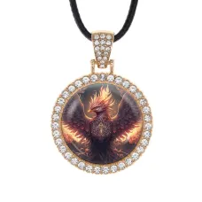 Кулон со стразами Феникс, цвет светлое золото ALKS0156