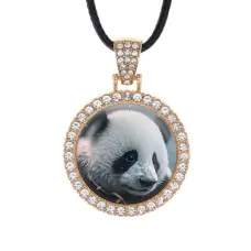 Кулон со стразами Панда, цвет светлое золото ALKS0158