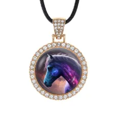 Кулон со стразами Лошадь, цвет светлое золото ALKS0159