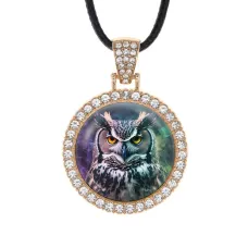 Кулон со стразами Сова, цвет светлое золото ALKS0160