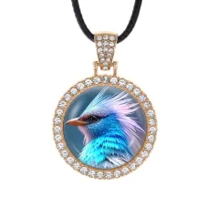 Кулон со стразами Птица, цвет светлое золото ALKS0162