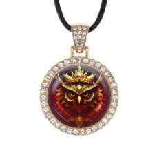 Кулон со стразами Сова с короной, цвет светлое золото ALKS0163