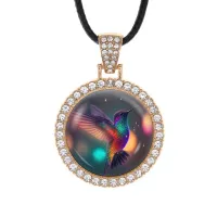 Кулон со стразами Колибри, цвет светлое золото ALKS0166