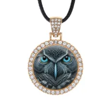 Кулон со стразами Сова, цвет светлое золото ALKS0167