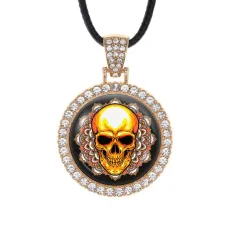 Кулон со стразами Череп мандала, цвет светлое золото ALKS0170