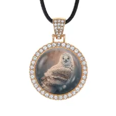 Кулон со стразами Белая сова, цвет светлое золото ALKS0172