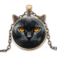 Кулон с цепочкой Черный кот ALK755