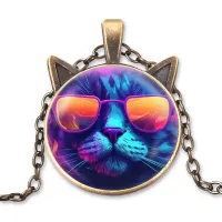 Кулон с цепочкой Кот неон ALK759