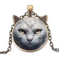 Кулон с цепочкой Белая кошка ALK760