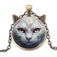 Кулон с цепочкой Белая кошка ALK760