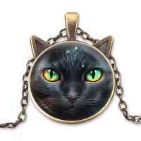 Кулон с цепочкой Черная кошка ALK763