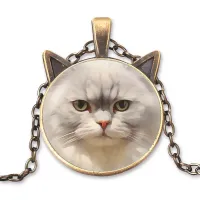 Кулон с цепочкой Белый кот ALK774