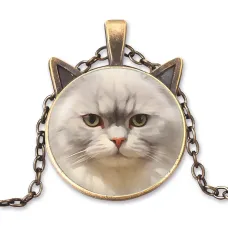 Кулон с цепочкой Белый кот ALK774