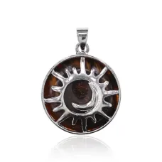 Кулон Луна и Солнце, d.2,5см, тигровый глаз BJK357-09