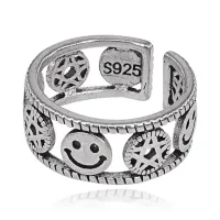 Безразмерное кольцо Звезда и смайлик, 9мм KL460