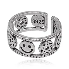 Безразмерное кольцо Звезда и смайлик, 9мм KL460