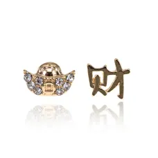 Асимметричные серьги Золотой слиток и Иероглиф SE211