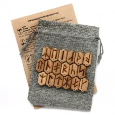 Славянские руны из дуба, 18 шт., с мешочком и инструкцией MR12