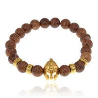 Деревянный браслет Шлем, 8мм BJBS-373