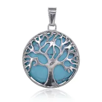 Кулон Дерево жизни d.2,7см с камнем Бирюза BJK083-17