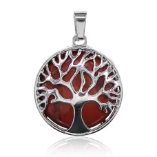 Кулон Дерево жизни d.2,7см с камнем Красная яшма BJK083-19