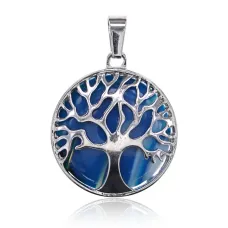 Кулон Дерево жизни d.2,7см с камнем Синий агат BJK083-23