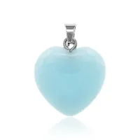 Кулон Сердце, 2,5х2см, светящийся нефрит, цвет голубой BJK359-01