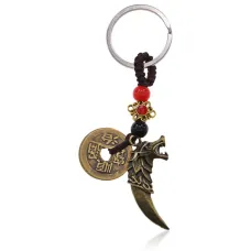 Брелок Дракон, Пять монет и Рог изобилия, 10,5х3см BK115-12