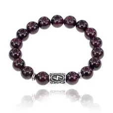 Браслет с руной Соулу и нат.камнем Гранат 10 мм BSRC-01-06