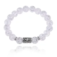 Браслет с руной Соулу и синт.камнем Сахарный кварц 10 мм BSRC-01-16