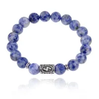 Браслет с руной Соулу и нат.камнем Содалит 10 мм