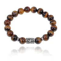 Браслет с руной Соулу и нат.камнем Тигровый глаз 10 мм BSRC-01-19