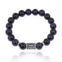 Браслет с руной Иса и синт.камнем Синий авантюрин 10 мм BSRC-02-02