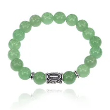 Браслет с руной Иса и нат.камнем Нефрит 10 мм