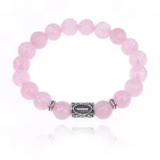 Браслет с руной Иса и нат.камнем Розовый кварц 10 мм BSRC-02-15