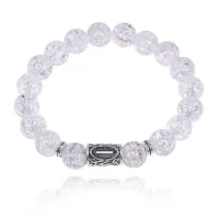 Браслет с руной Иса и синт.камнем Сахарный кварц 10 мм BSRC-02-16