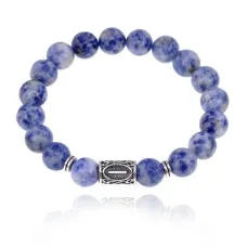 Браслет с руной Иса и нат.камнем Содалит 10 мм BSRC-02-18