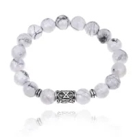 Браслет с руной Дагаз и нат.камнем Кахолонг 10 мм BSRC-03-07