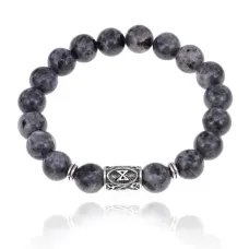 Браслет с руной Дагаз и нат.камнем Лабрадор 10 мм BSRC-03-08