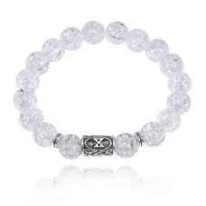 Браслет с руной Дагаз и синт. камнем Сахарный кварц 10 мм BSRC-03-16