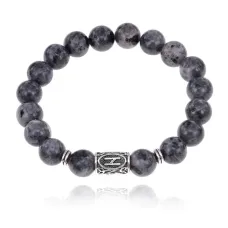 Браслет с руной Хагалаз и нат. камнем Лабрадор 10 мм BSRC-04-08