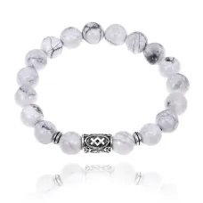 Браслет с руной Ингуз и нат.камнем Кахолонг 10 мм BSRC-05-07