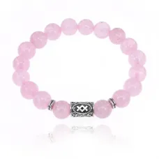 Браслет с руной Ингуз и нат.камнем Розовый кварц 10 мм BSRC-05-15